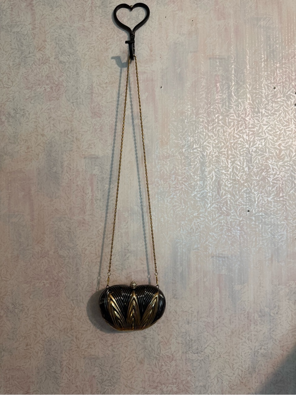 Sasha Black And Gold Flip Clasp, Metal Chain, Fair Condition, Glam, Formal Bag